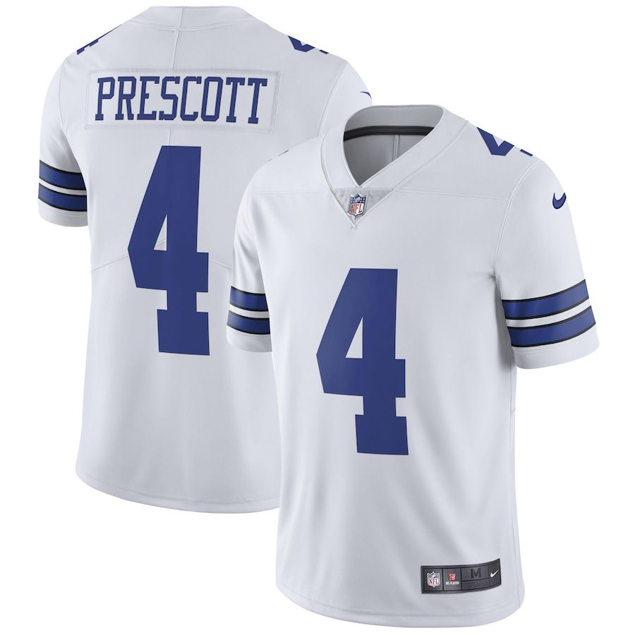 Men Dallas Cowboys 4 Dak Prescott Nike White Vapor Untouchable Limited Player NFL Jersey